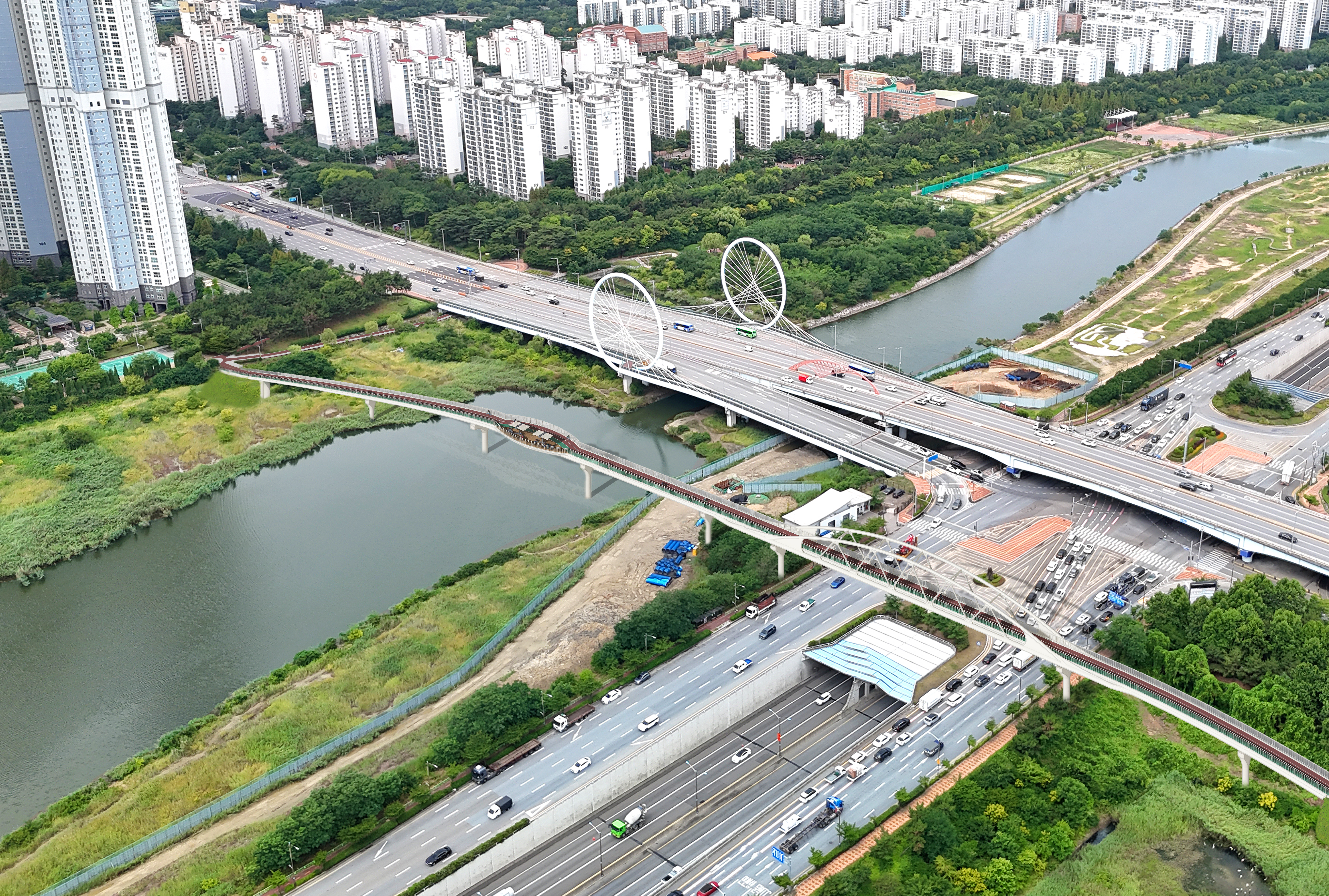 이르면 오는 2026년 상반기부터 연수구 승기천에서 송도 해찬솔 공원까지 자전거 전용 교량을 이용해 오고 갈 수 있게 됐다